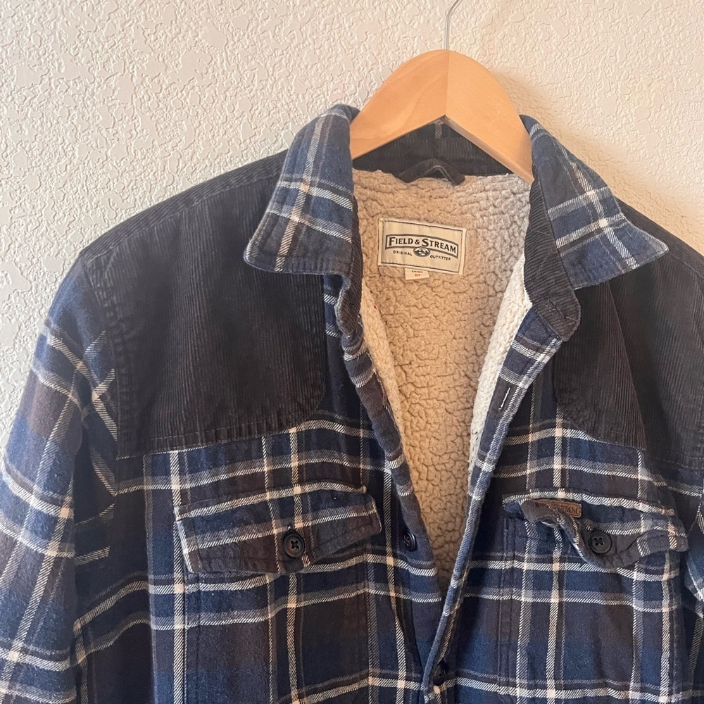 Field & Stream Men's Navy Plaid Sherpa Jacket - Picture 2 of 7